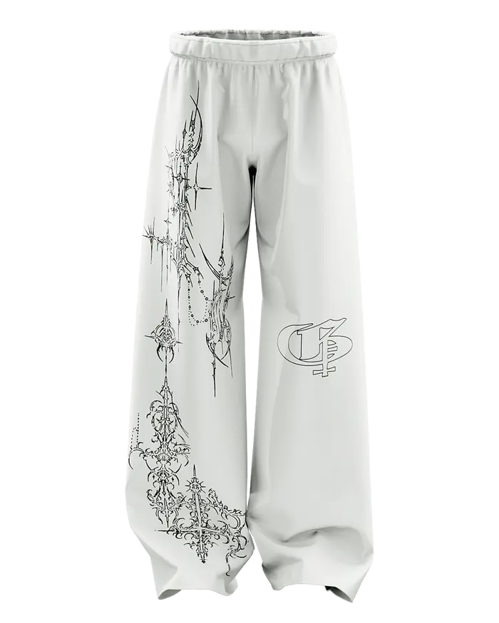 White dawn unisex straight fit baggy pants 