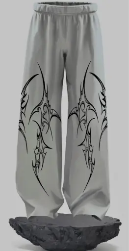 Grey Kraken Straight Fit Baggy Pants